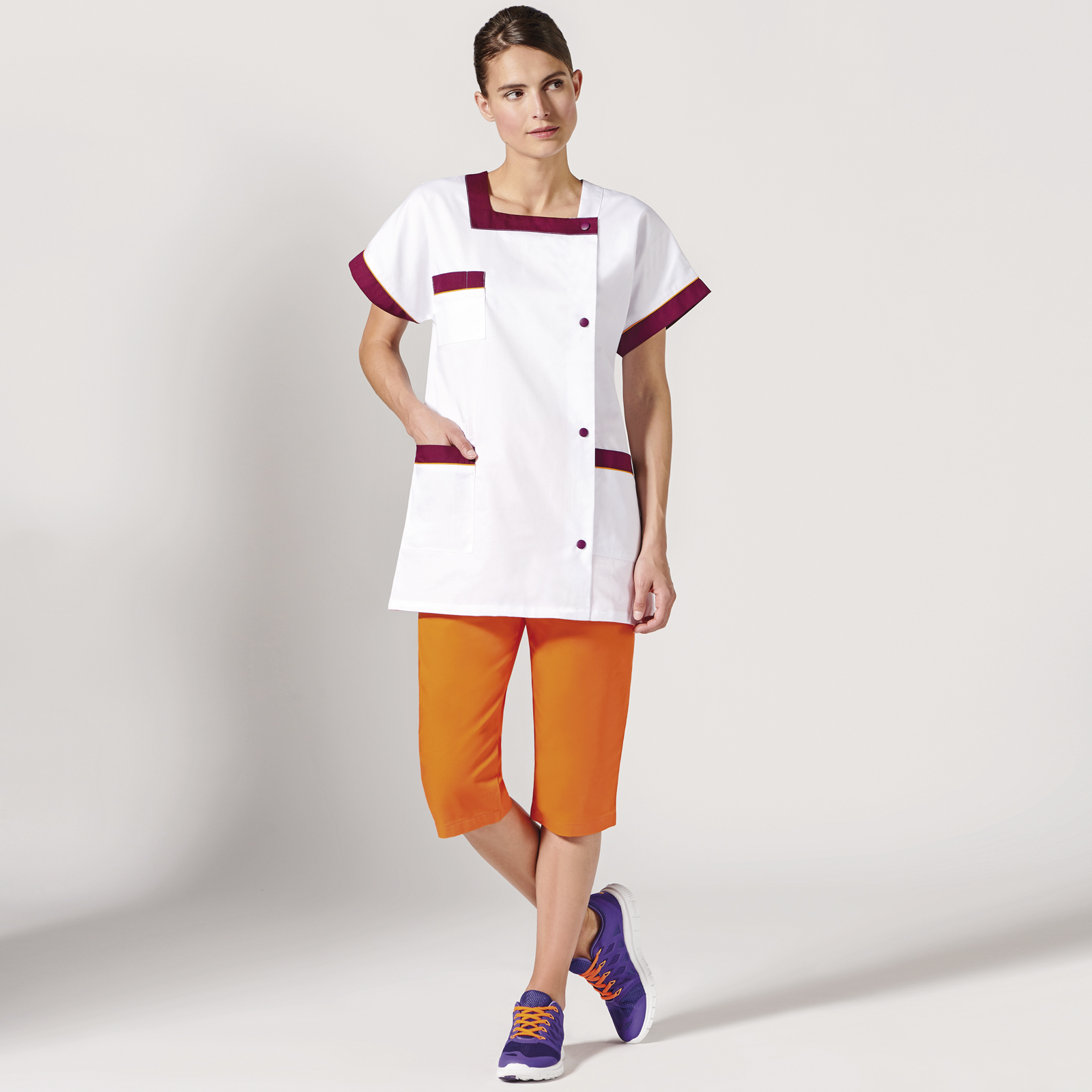 Tunique femme Monica blanc / prune / orange image principale